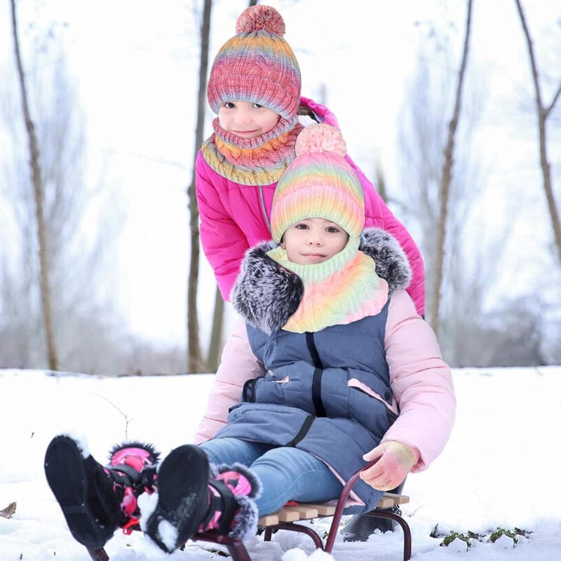 LeeLoon Kids Winter Hat Scarf Gloves Set, Kids Beanie Hat Long Scarf Mittens with Warm Fleece Lining for Boys Girls 3-10 Years Old - Image 5